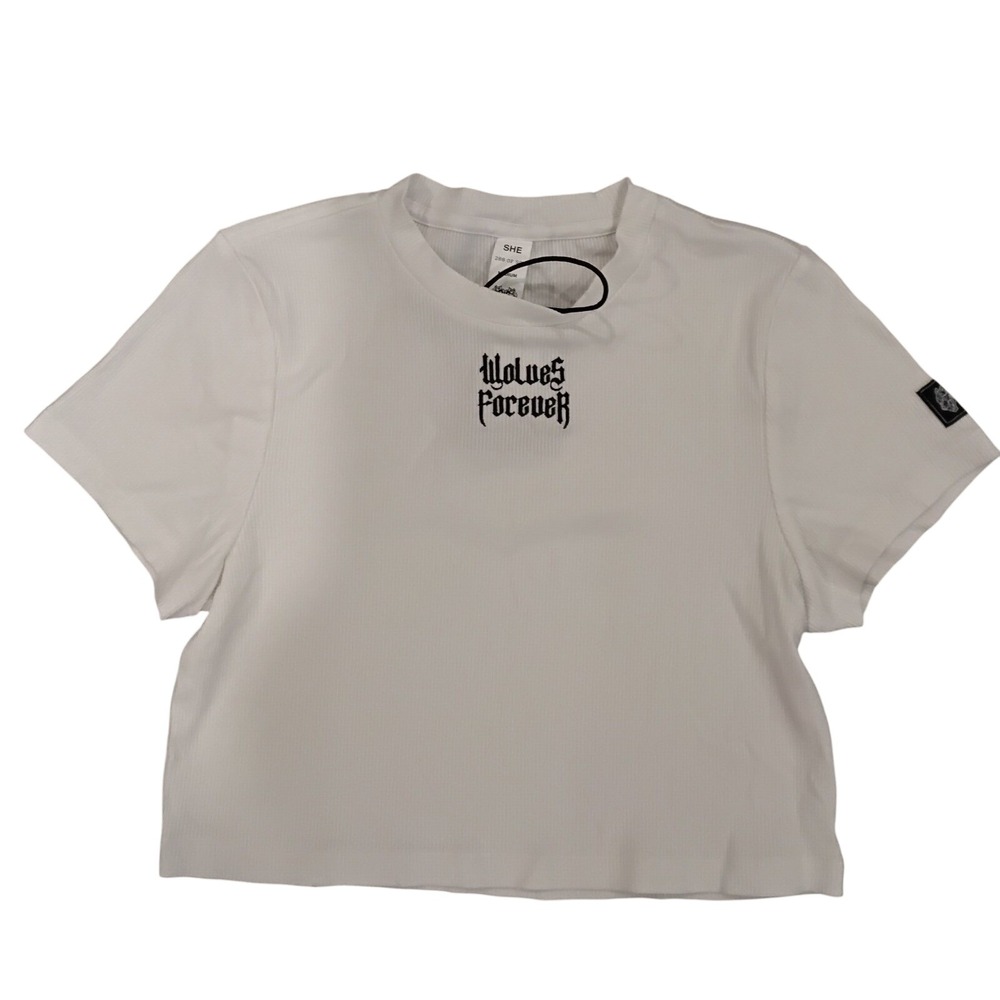 Darc Sport SHE Wolves Forever White Ribbed Crop Tee‎ Limited Edition 288/500 M